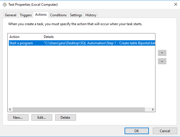 Windows scheduler - Detail Tasku