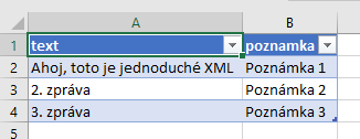 XML Element-výsledek v excelu