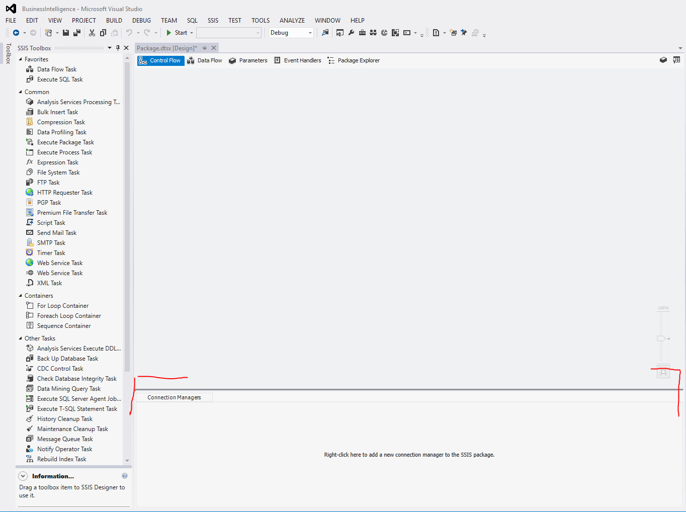 Connection manager area in SSIS