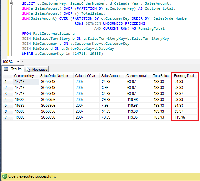 sql over example with partition by and rows between command