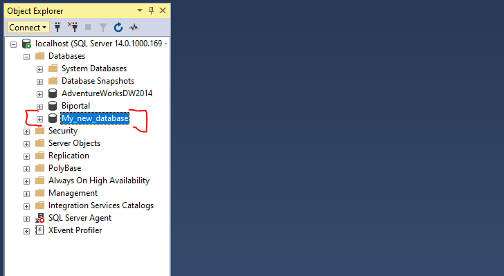 ssms - database has been successfully created
