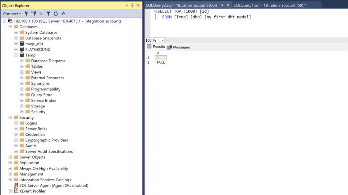 ETL | Dbt debug - Configuration and testing of SQL Server database ...